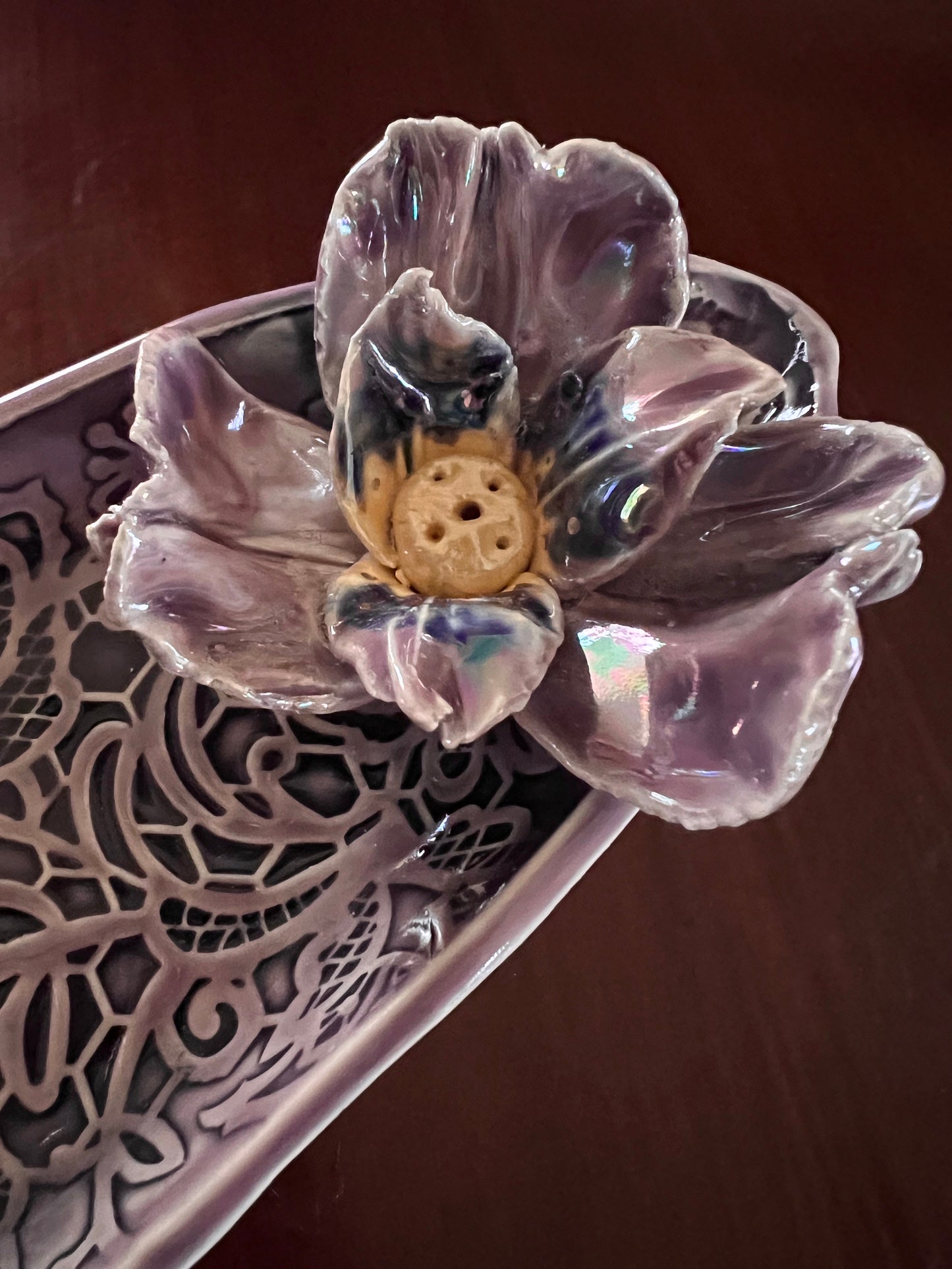 Incense Burner ~ Snack Tray ~ Lavender Flower 2